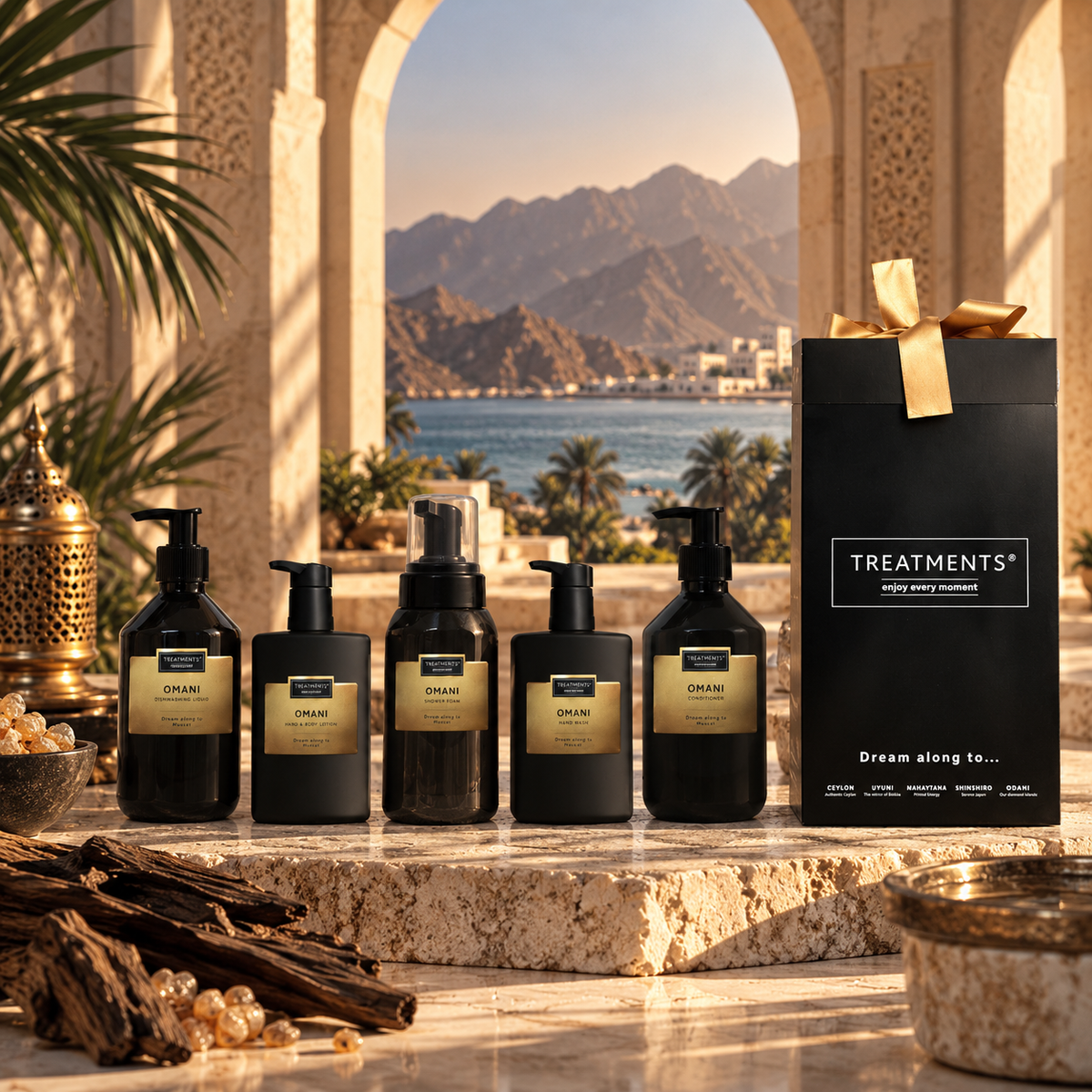 Caja de Regalo Manos y Cuerpo Deluxe Omani de TREATMENTS® – imagen de ambiente