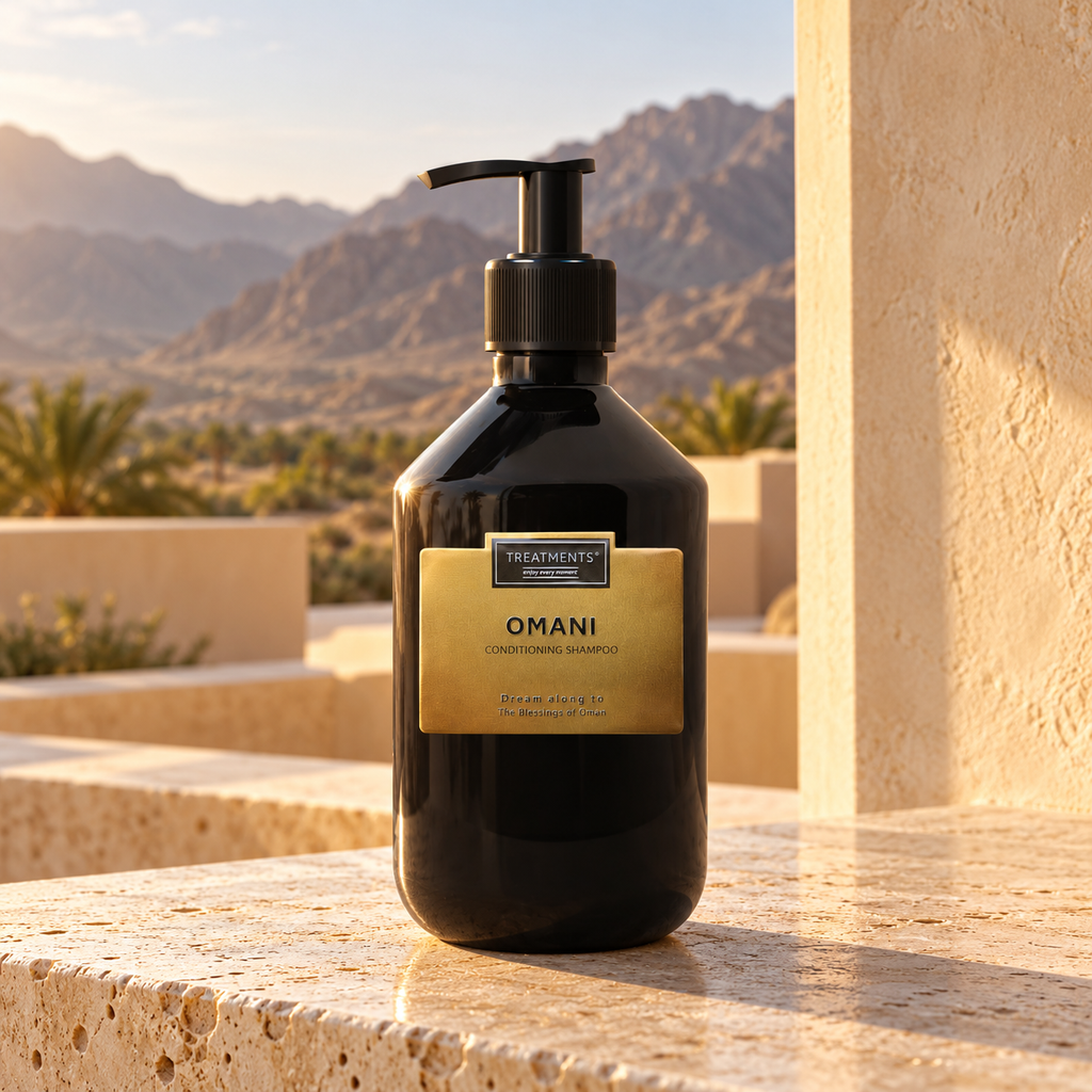 Champú Acondicionador Omani de TREATMENTS® – ambiente inspirado en el desierto de Omán
