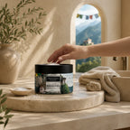 Exfoliante Corporal de Sal Marina Mahayana de TREATMENTS® – imagen de ambiente en uso
