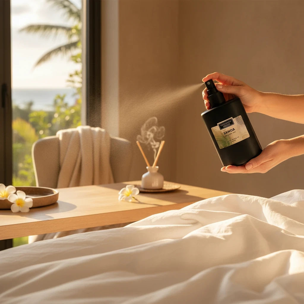 Bruma Corporal y de Cama Samoa de TREATMENTS® – imagen de ambiente en casa