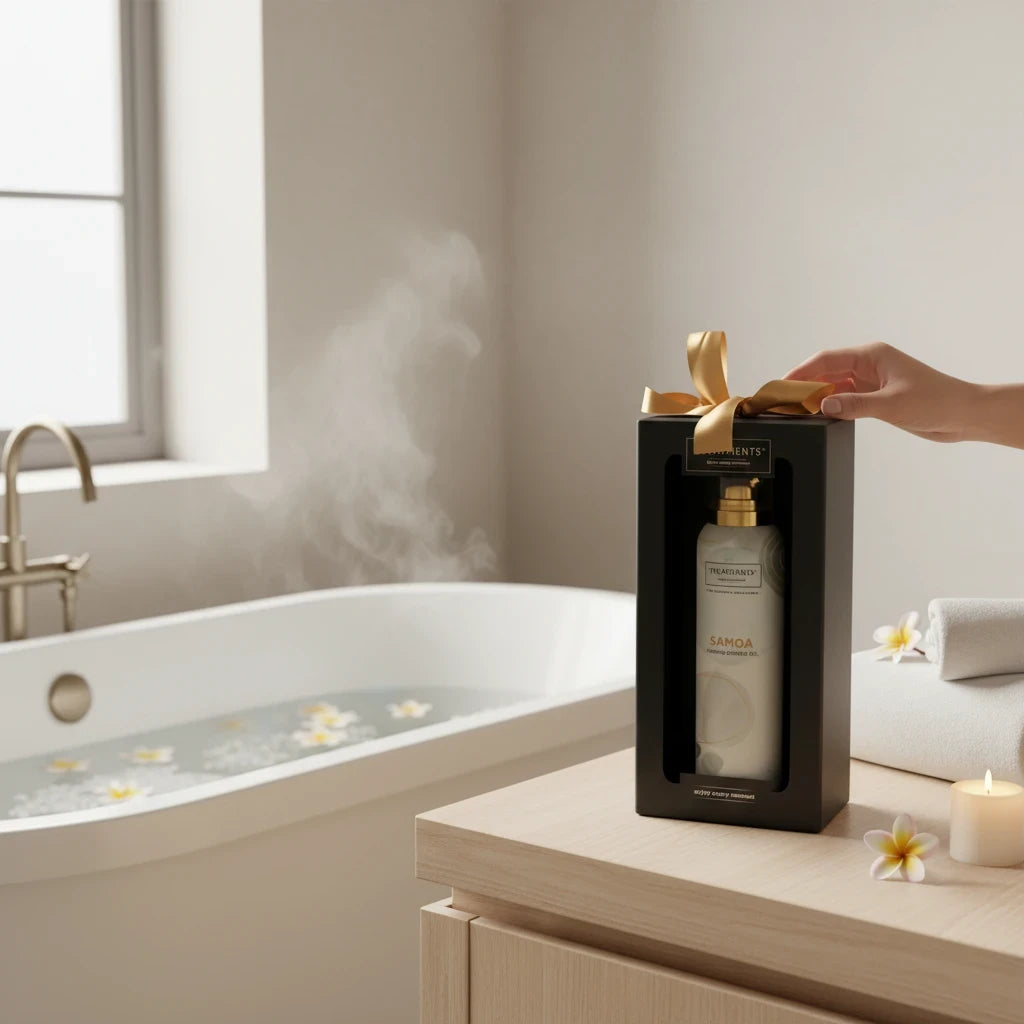 Caja de Regalo Gel de Ducha Espumoso Samoa de TREATMENTS® – imagen de ambiente en el baño