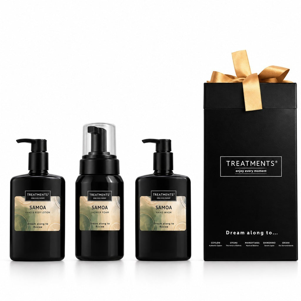 Caja de Regalo Experiencia Deluxe Samoa de TREATMENTS® con jabón de manos, loción corporal y espuma de ducha