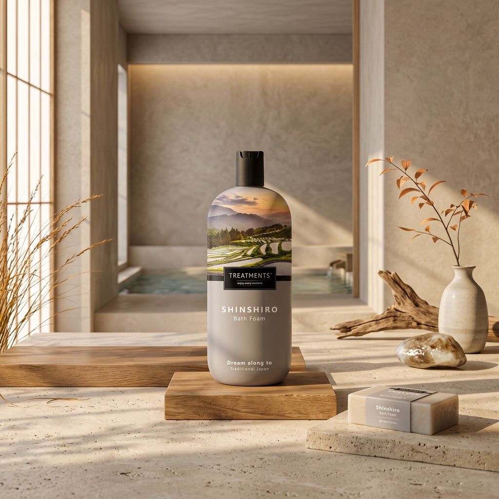Espuma de Baño Shinshiro de TREATMENTS® – imagen de ambiente en el baño