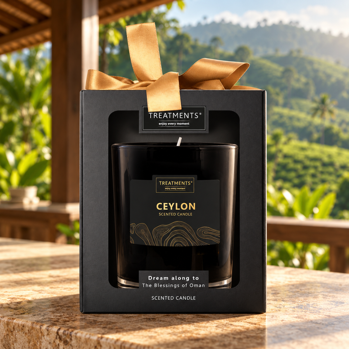 Caja de Regalo Vela Perfumada Ceylon de TREATMENTS® – ambiente inspirado en Sri Lanka