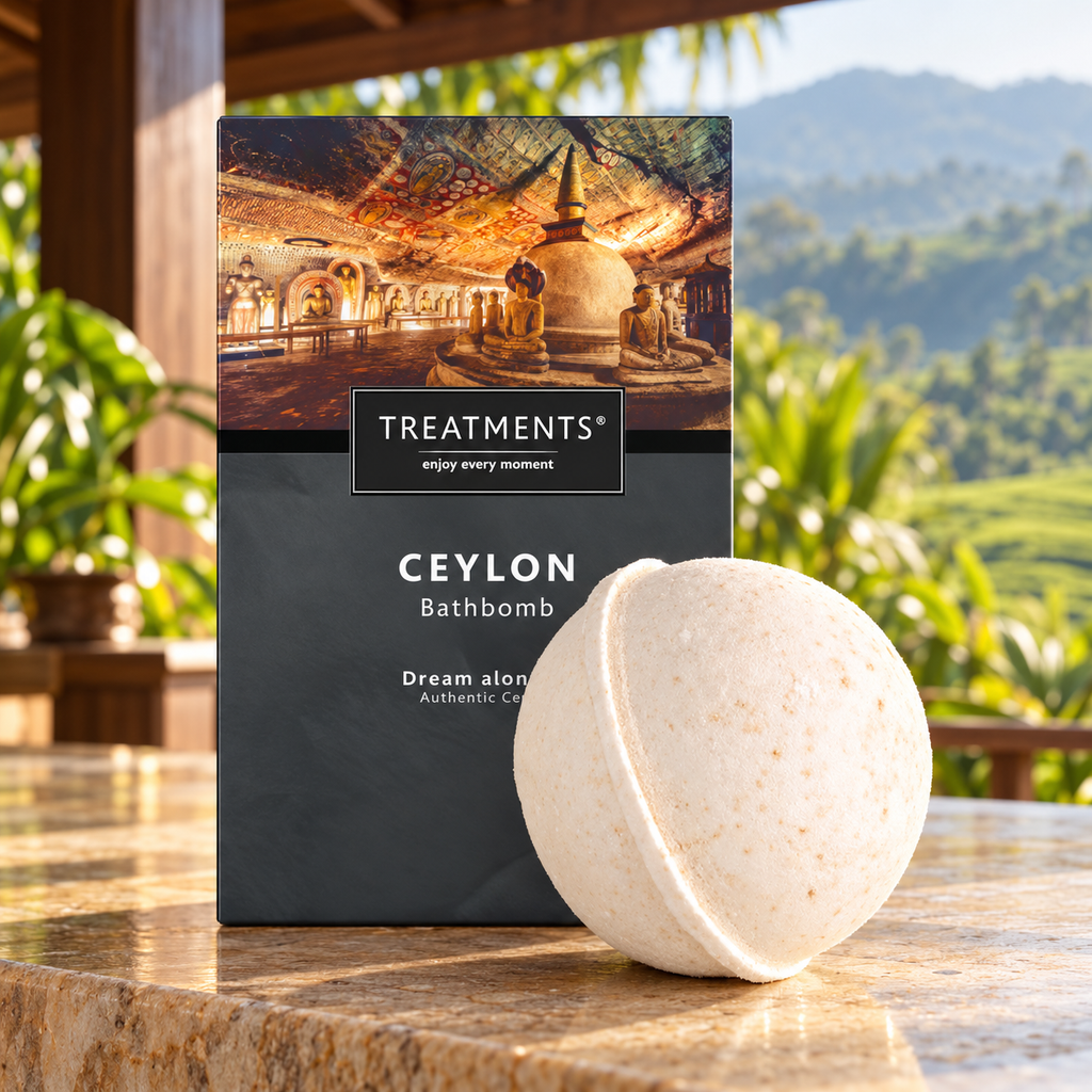 Bomba de Baño Wellness Ceylon de TREATMENTS® – ambiente inspirado en Sri Lanka