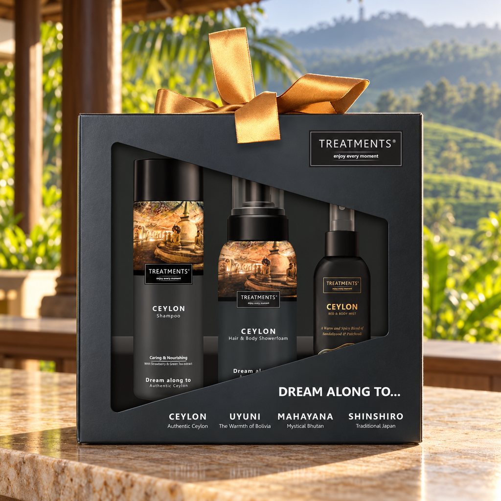 Caja de Regalo Esencia Ceylon de TREATMENTS® – ambiente inspirado en Sri Lanka