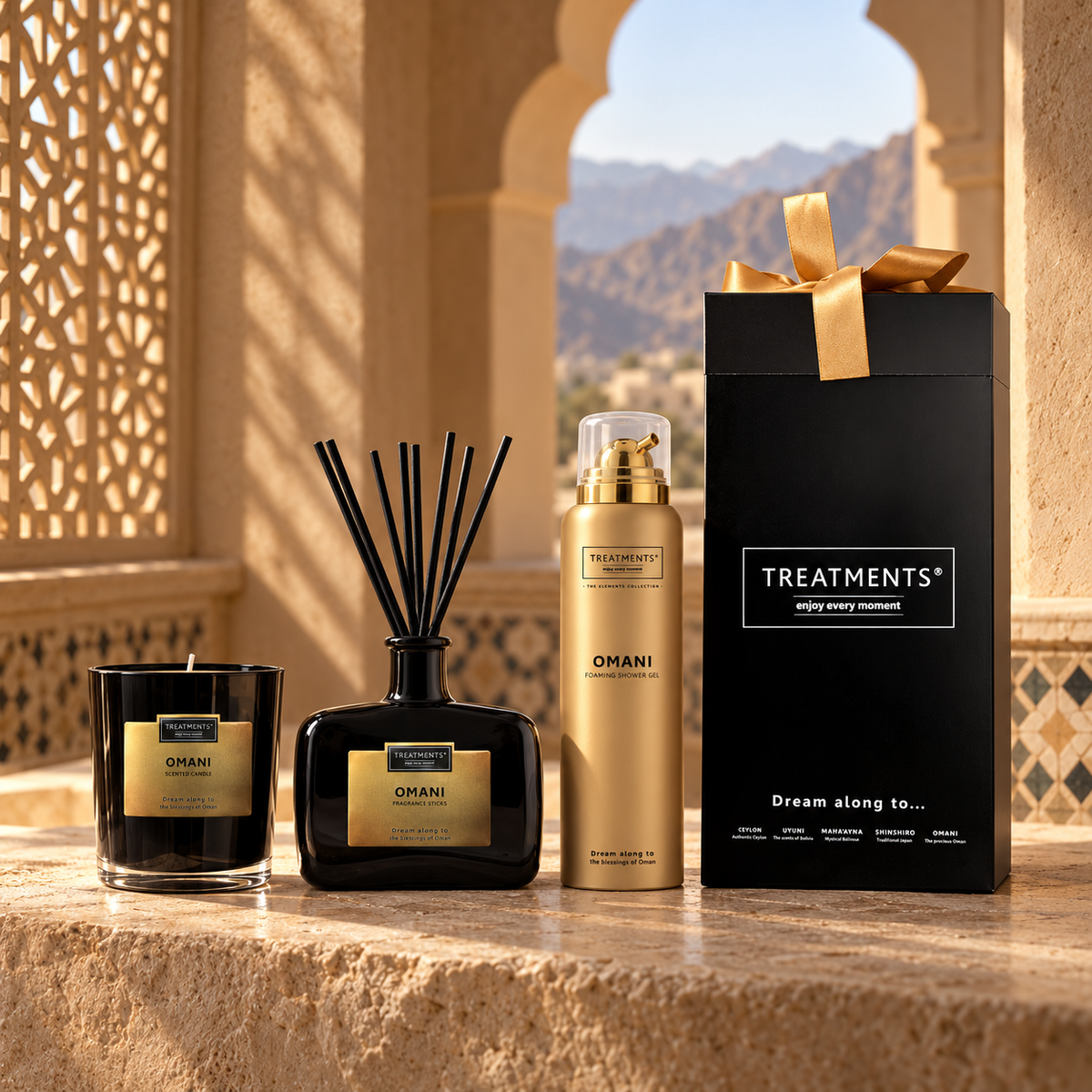 Caja de Regalo Hogar y Cuerpo Deluxe Omani de TREATMENTS® – imagen de ambiente