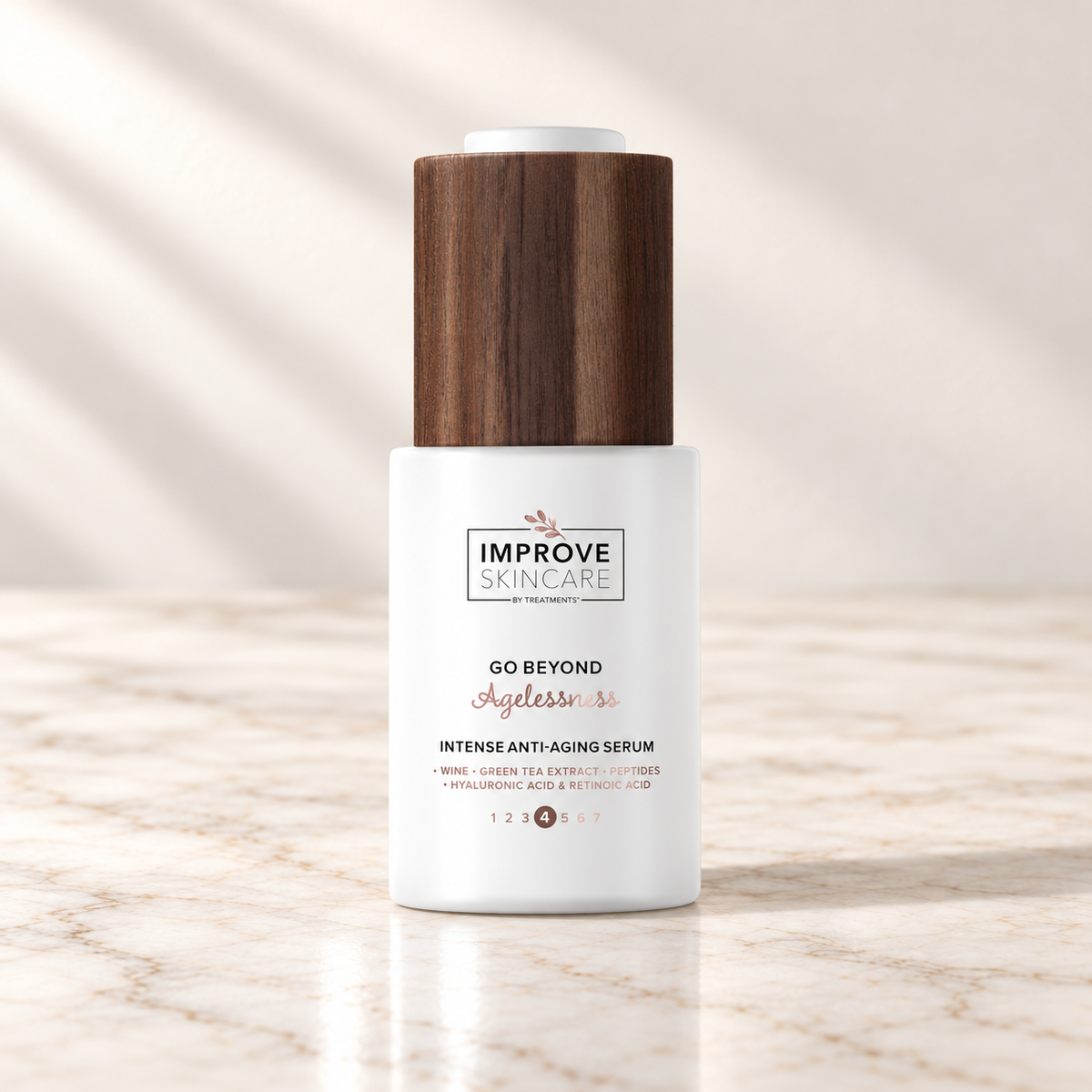 Treatments® - Go Beyond - Agelessness - Sérum Antiedad Intensivo - 30 ml sobre mármol claro