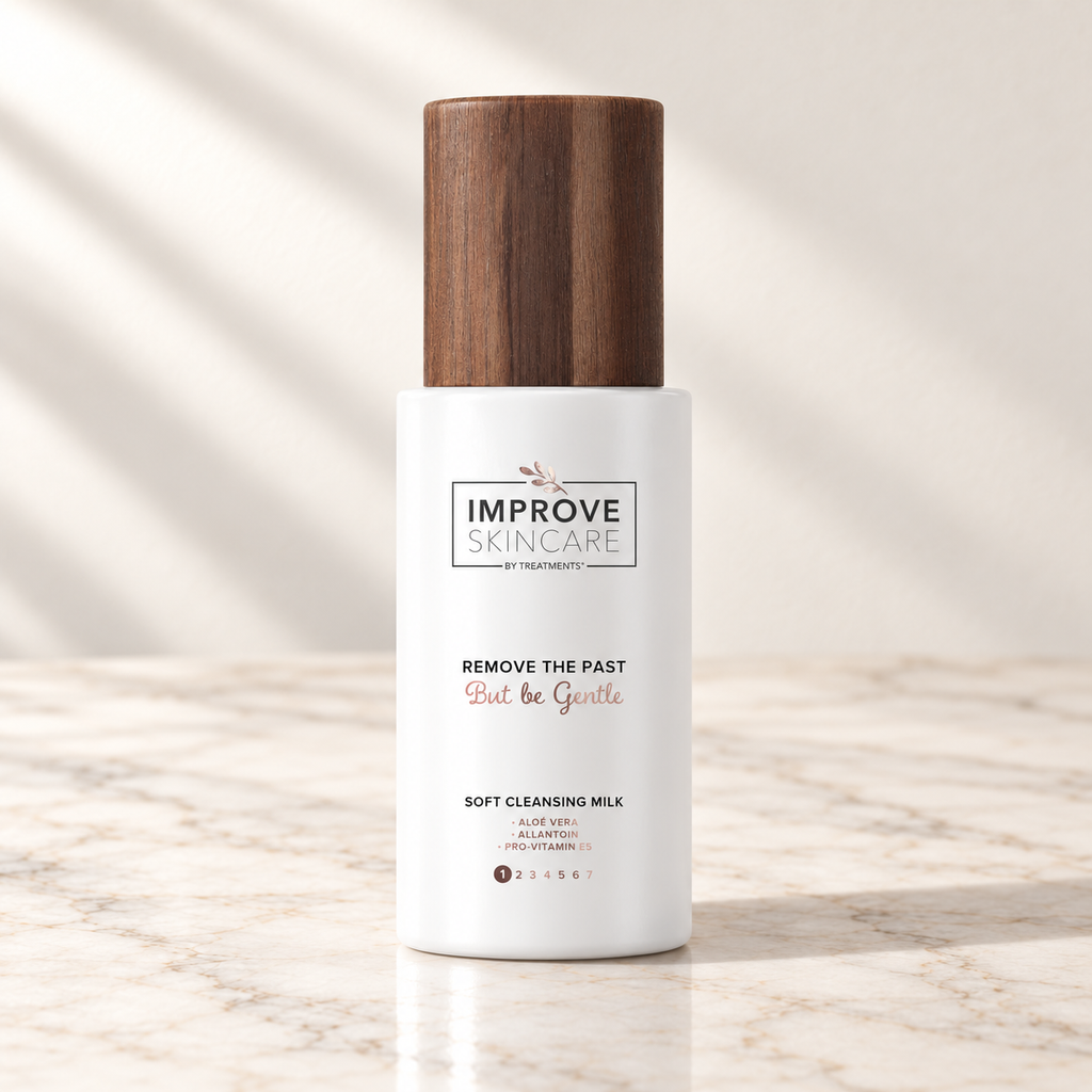 Treatments® - Remove the Past - But Be Gentle - Leche Limpiadora Suave - 200 ml sobre mármol claro