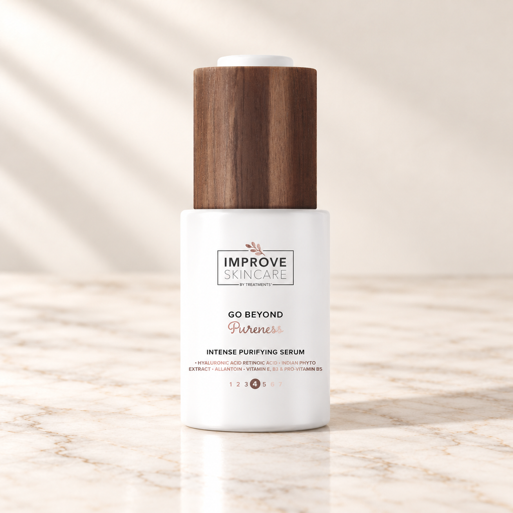 Treatments® - Go Beyond - Pureness - Sérum Purificante Intensivo - 30 ml sobre mármol claro