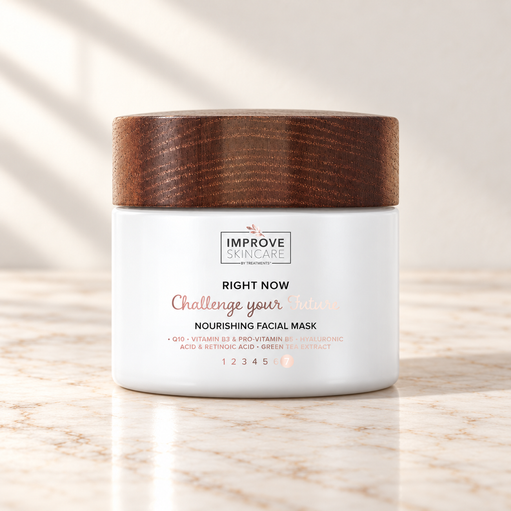 Treatments® - Right Now - Challenge Your Future - Mascarilla Facial Nutritiva - 50 ml sobre mármol claro