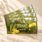 Treatments® - Crema Corporal de Oliva - 4 uds - Sachet 20 ml — presentación sobre mármol