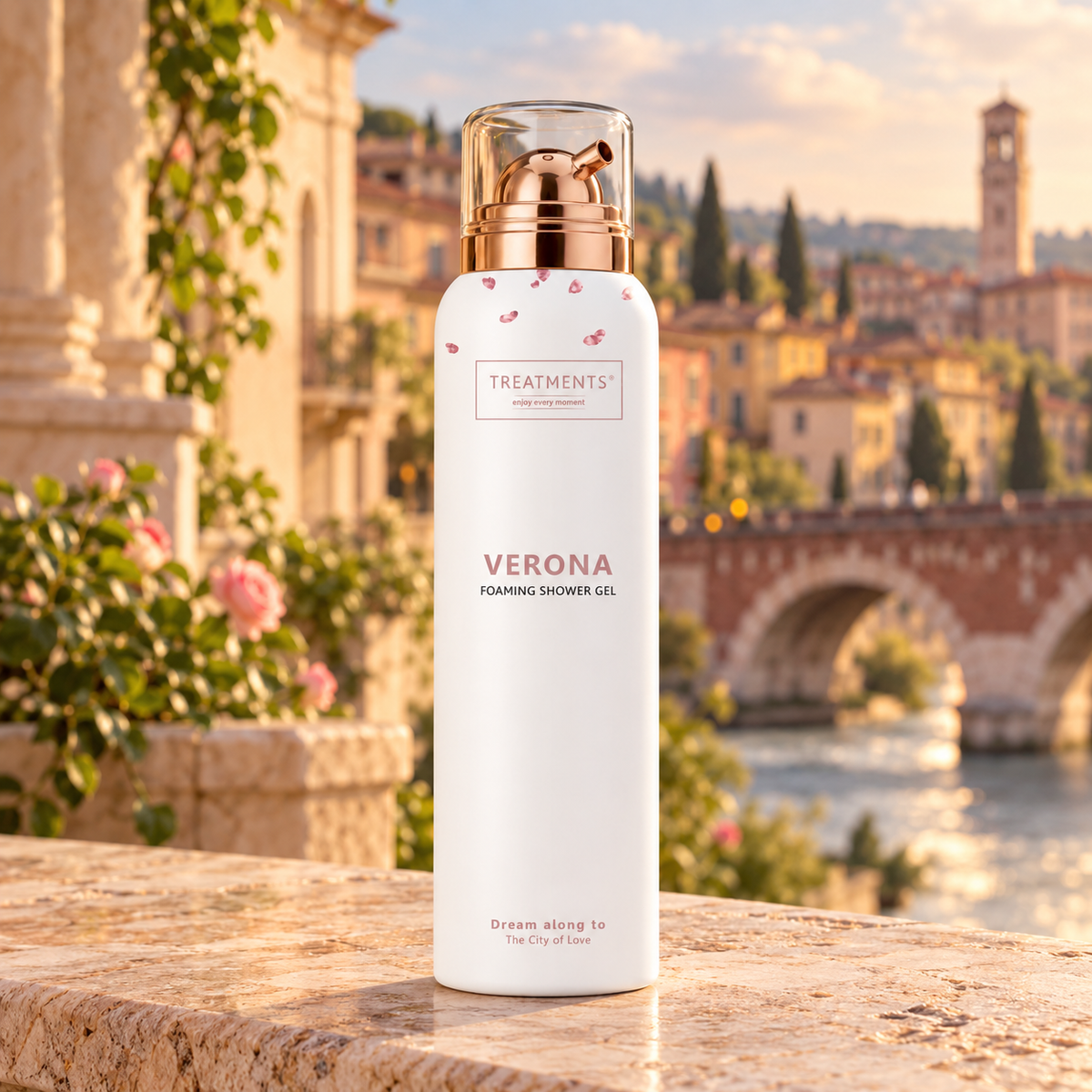 Gel de Ducha Espumoso Verona de TREATMENTS® – ambiente inspirado en Verona